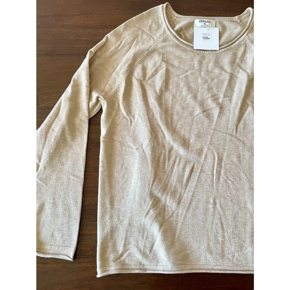 NWT - Zenana Beige Lightweight Crewneck Sweater – Size XL